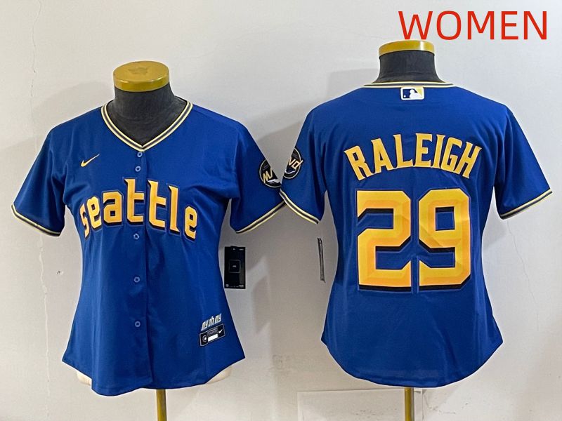Women 2025 Seattle Mariners #29 Raleigh Blue City Edition Nike MLB Jersey style 1->women mlb jersey->Women Jersey